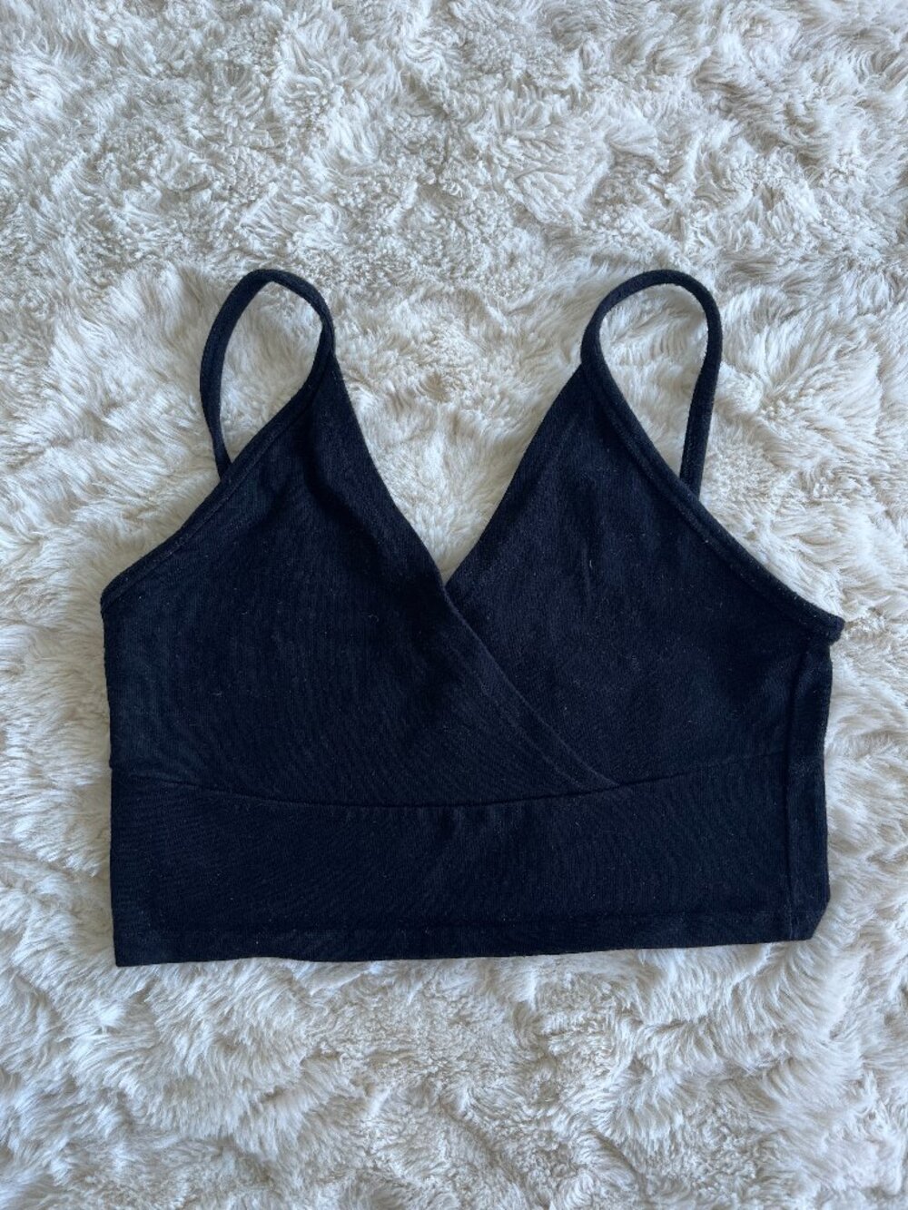 Brandy Melville Black Wrap-Front Bralette Crop Top